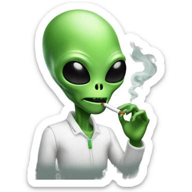 alien smoking weed sticker
