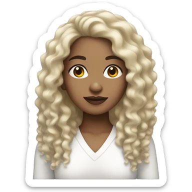 light skin woman with black long black curly hair   sticker