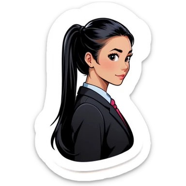 Business girl with black ponytail sticker