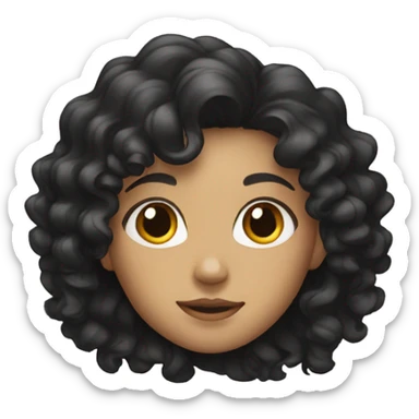girl with curly black long hair sticker