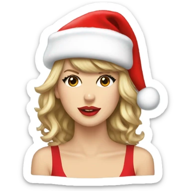 taylor swift with a christmas hat sticker