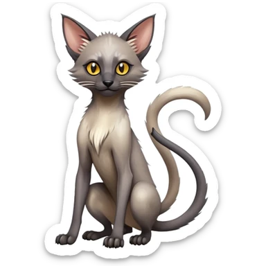 Colorful exotic tropical shiny Fantasy-Siamese-Fakémon-Lykoi-feline-hybrid (full body) sticker