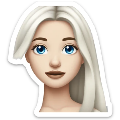 Instagram model girl with long black hair, pale skin and pretty blue eyes sticker