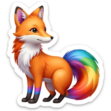Fox with rainbow tails sticker