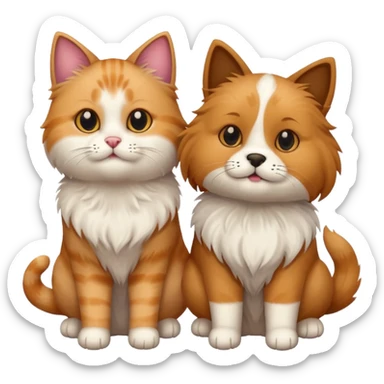 Köpekin yaninda kedi sticker