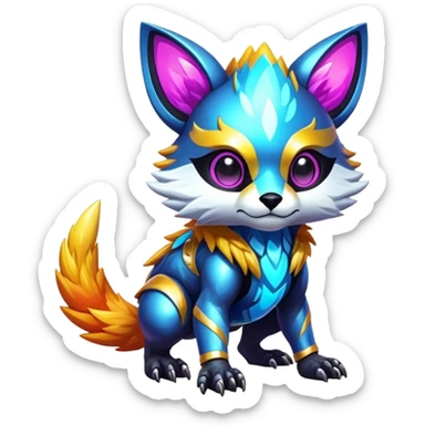Shiny Epic Edgy Cute Colorful Vibrant Modern Vernid-Protogen-creature-animal, full body sticker