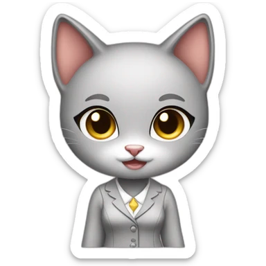 Female cute kitty business dress sticker