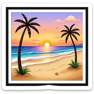 The beach summer with sunset sticker