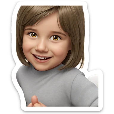 smiling girl with food sticker