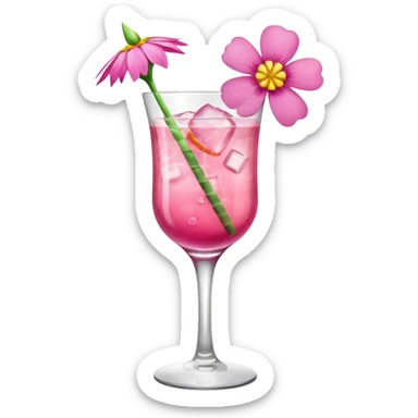 Pink Cocktail with flowers  sticker