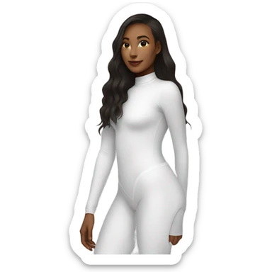 white long sleeve closed neck shapewear bodysuit sticker