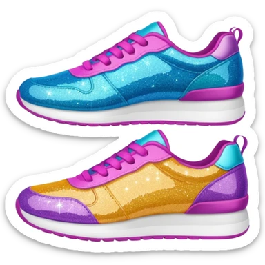 colorful glitter fabric sneakers no brand sticker