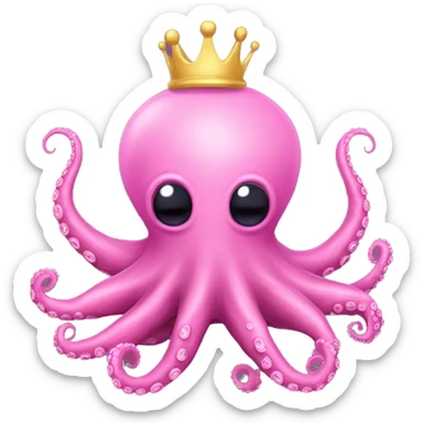 pink Alien Octopus with crown sticker
