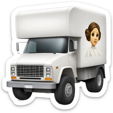Side view of 1976 very very long mail delivery truck shaped like Princess Leia shaped sticker