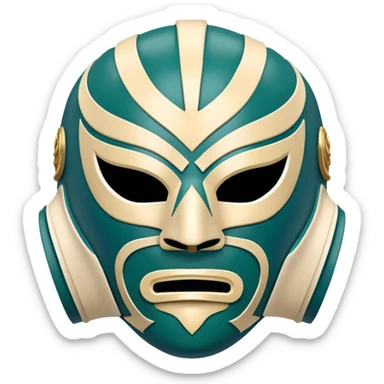 dark green, cream, and Carolina blue luchador mask sticker