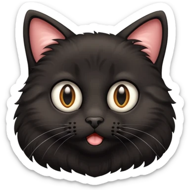 A black three-eyed cat with a surprised expression sticker