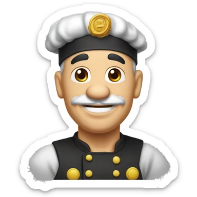 cree un imoji de popeye le marin avec une toque de chef cuisinier sticker