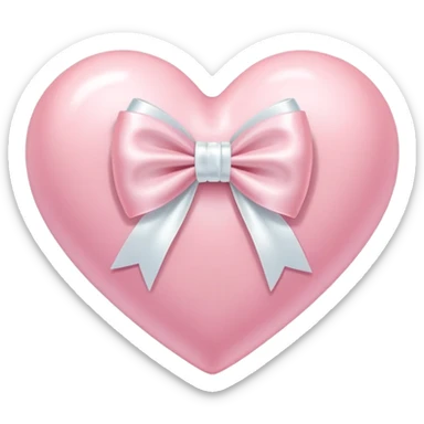 Pastel pink heart with white bow sticker