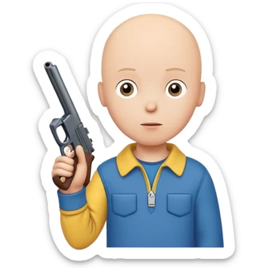 Caillou Holding a gun￼ sticker