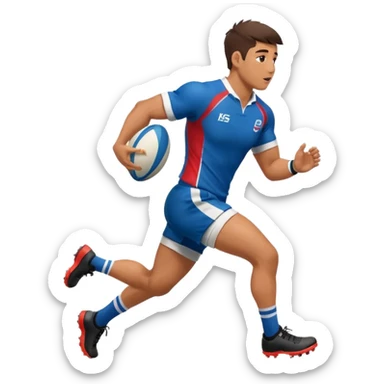 Rugby player with ball running sticker