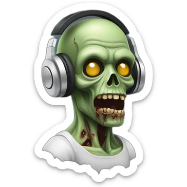 Zombie listening music in headphones  sticker