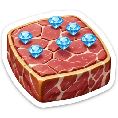 Meat with diamond textur and blue color sticker