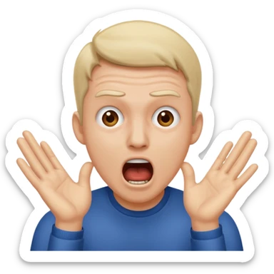 man, shocked, screaming, hands on face sticker