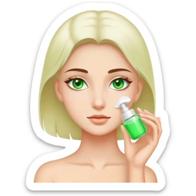 White girl doing skin care green eyes sticker