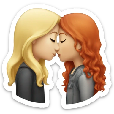 blonde and red head girl kissing  sticker