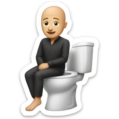 Bald man standing in toilet sticker