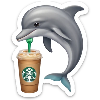 Dolphin drinking Starbucks  sticker