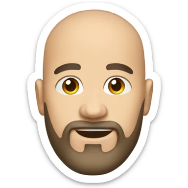 A bald man with a shaved beard and fat but strong sticker