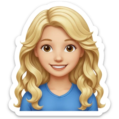 White girl with long wavy hair sticker