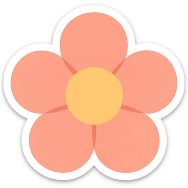 aesthetic pastel flower emoji, simple petals, minimal design sticker