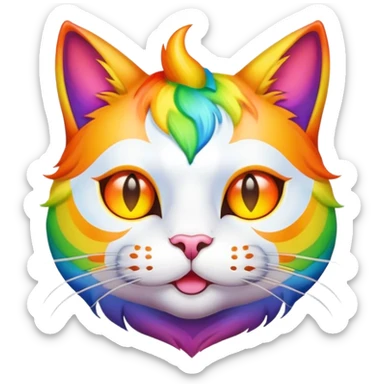 rainbow cat with horn sticker
