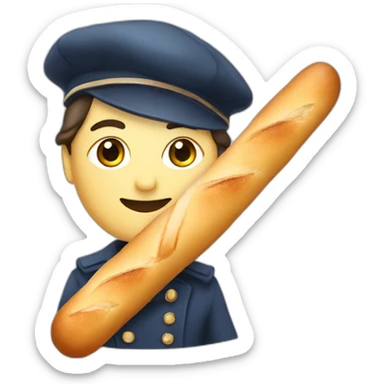 A parisian with a baguette and a beret sticker