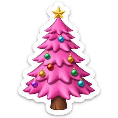 Pink Christmas tree with bows instead of ornaments sticker