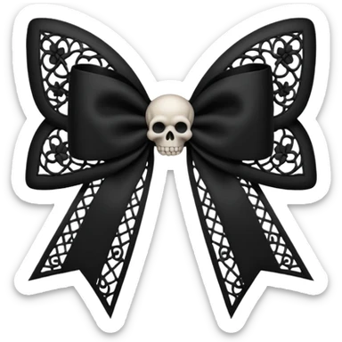 gothic style bow, black lace, dark elegant, subtle skull or cross motif, moody atmosphere sticker