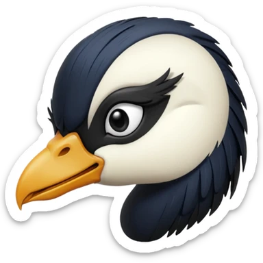 goose head that is emo with swoop of bangs over one eye sticker