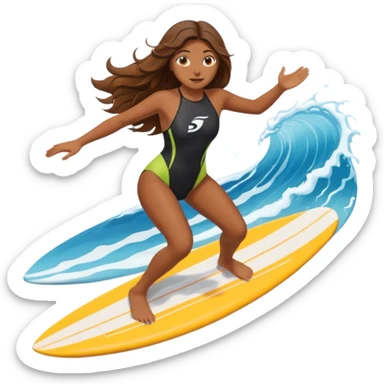 brown girl surfing on wtaer sticker