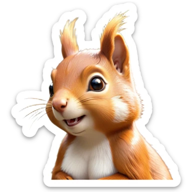 Cinematic Cheeky Squirrel Portrait Emoji, Head cocked to one side with a cheeky smirk and sparkling, impish eyes, featuring a compact, agile form with a luxuriously bushy tail and perky ears, Simplified yet remarkably expressive features, highly detailed, glowing with a playful, golden glow, high shine, mischievous and lively, stylized with an air of woodland naughtiness, soft glowing outline, capturing the essence of a cheeky squirrel that seems poised to leap out of the screen with a fun-loving attitude! sticker
