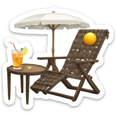 brown beach lounge chair with cocktail  sticker
