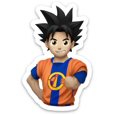 Goku abrazado con Messi  sticker