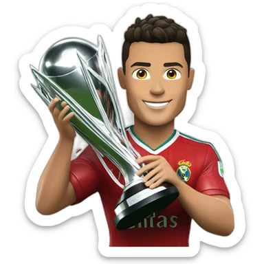 Cristiano ronaldo holding a champions league trophy sticker