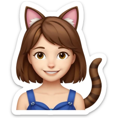 a girl with brown hair, cat ears and a tail saying "im lauren" sticker