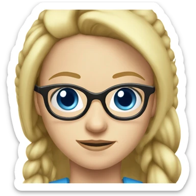 blonde girl portrait with pony tail and glasses blue eyes looking forward sticker