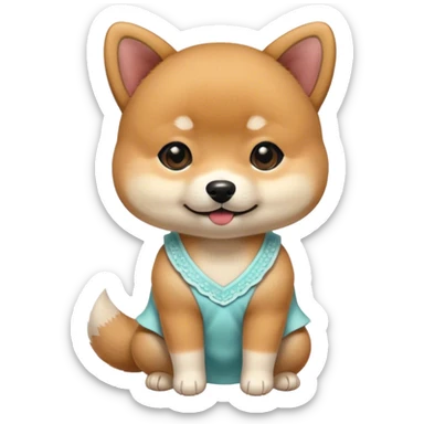 The baby shiba dog wear a cutie dress sticker