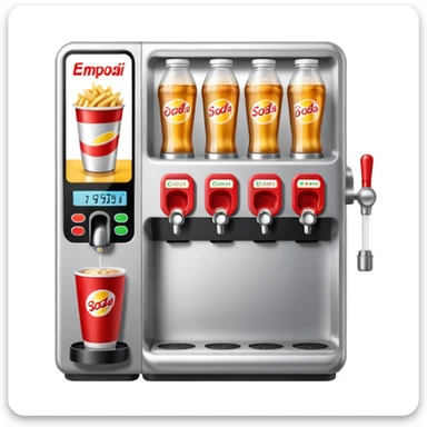 Digital soda dispenser in a fast food restaurant background  sticker