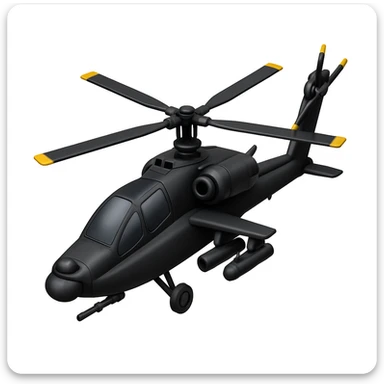 Change the angle of the Apache helicopter and make it black, keeping the emoji style look consistent with Apple style emojis. sticker