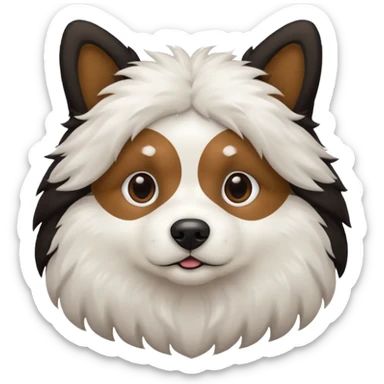 Fluffy dog black with white and brown sticker
